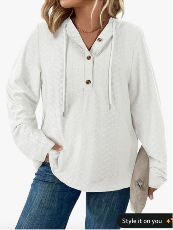 Flamingals Tops - Flamingals Plus Size Sweatshirts Long Sleeve V Neck Embroidered Eyelet 4XL